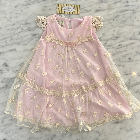 Romantique Bebe Dresses New Romantique Bebe Pink Ivory Lace Baby